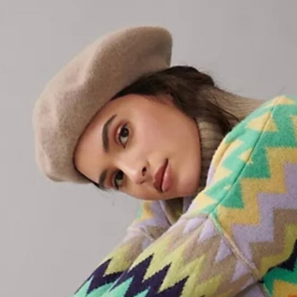 Anthropologie Wyeth Tan Wool Blend Beret Hat One Size New